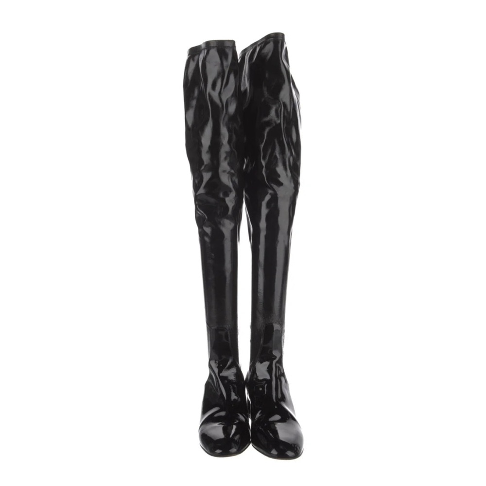 VALENTINO Black Over-the-Knee Patent Leather Boots - Picture 2 of 5